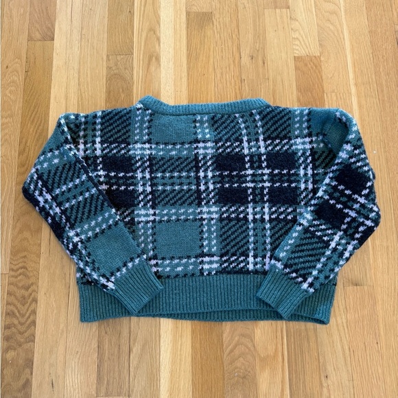 Abercrombie & Fitch Teal Plaid Sweater women's crop top cute Y2K 90s small - Picture 8 of 8